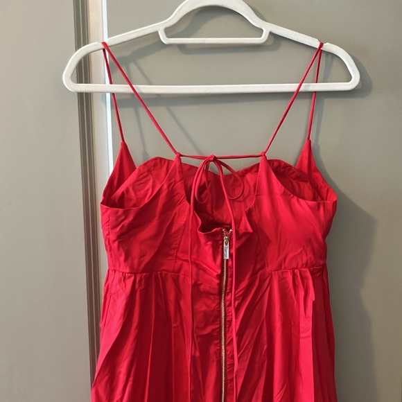 NWT Karen Millen Cotton top stitch Strappy maxi DRESS raspberry red Sz 4 - Picture 8 of 11